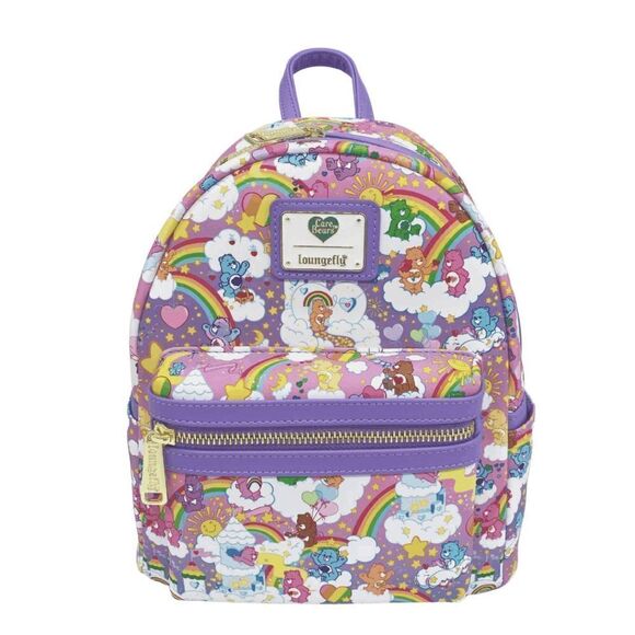 Loungefly Carebears Purple Sunshine All Over Mini Backpack